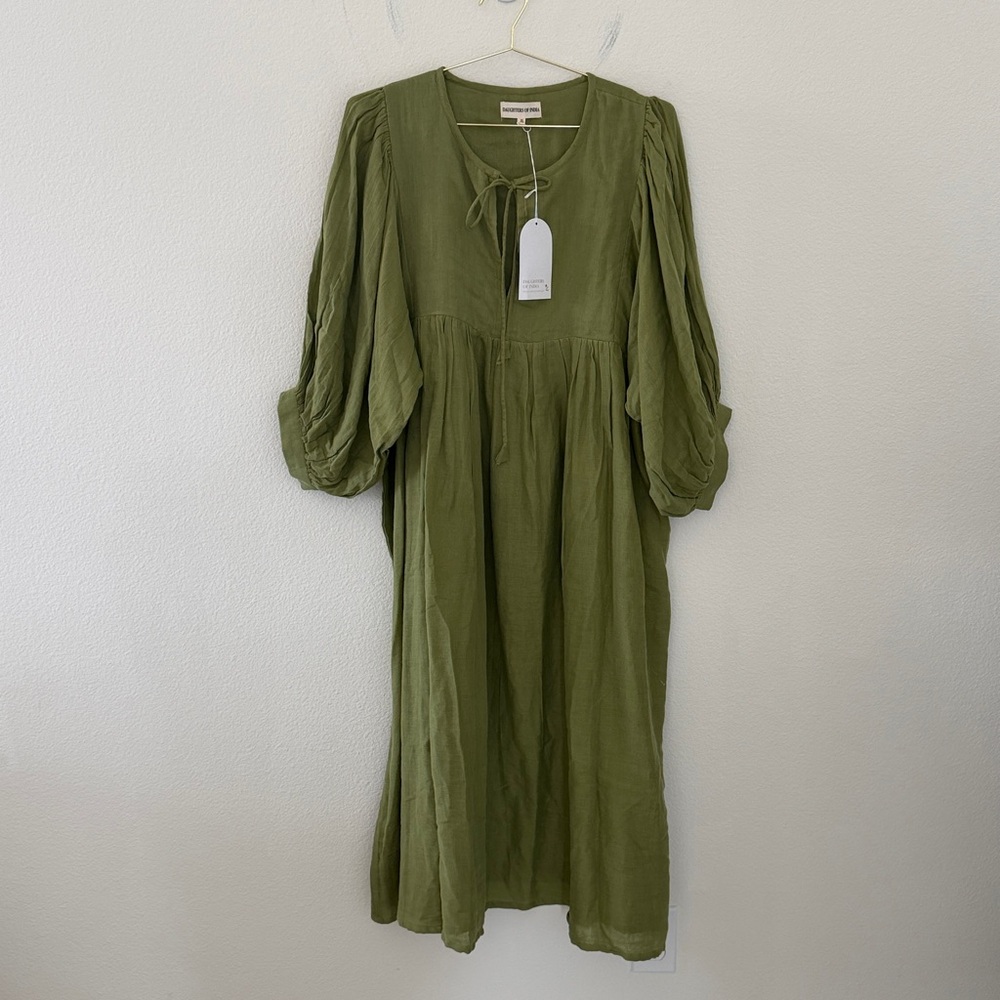 Daughters Of India Kyra Midi Dress - Fern Gauze - Picture 4 of 5
